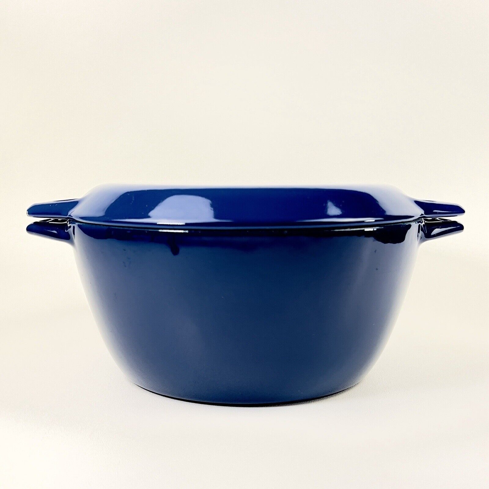Copco Denmark Lidded Casserole Dish Pot D3 Blue Enamel Cast Iron Vintage