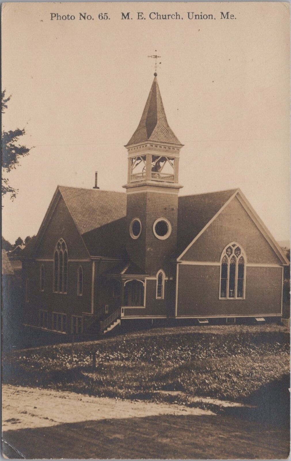 M. E. Church Union Maine 1919 RPPC Photo Postcard