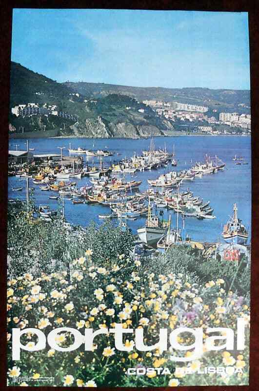 Original Poster Portugal Lisbon Sea Boats Flowers Port
