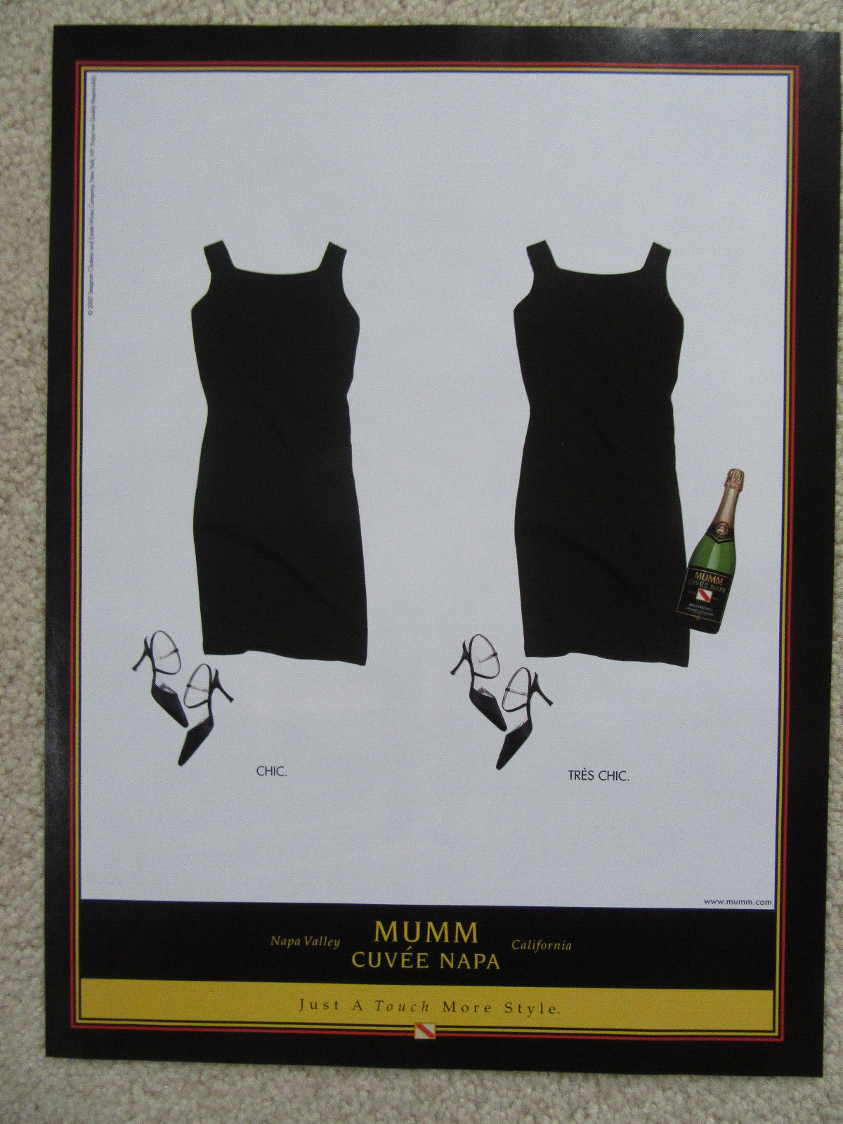 Ad (2000) Mumm Cuvee Napa Wine, Napa Valley, California, Black Dresses