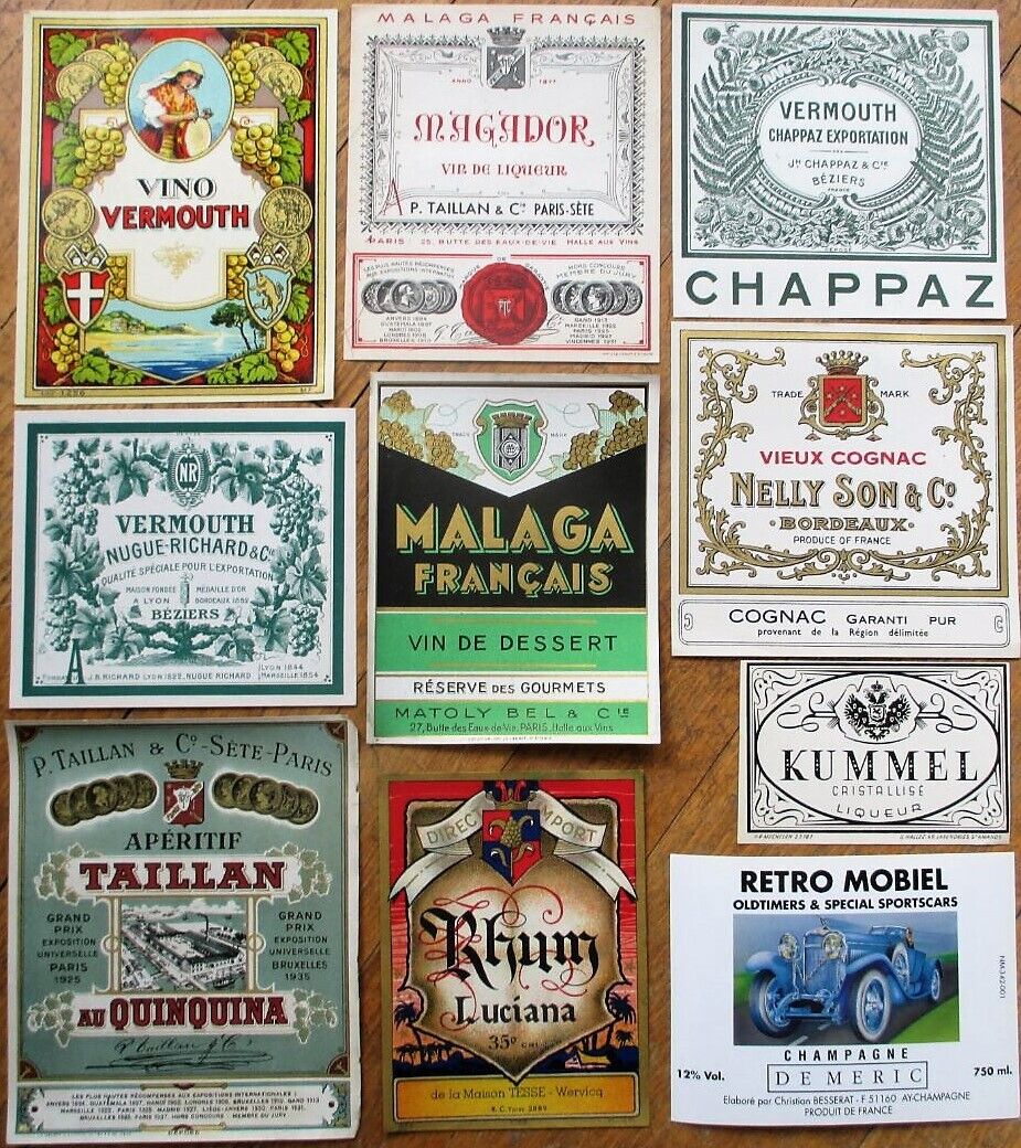 Vintage Wine & Liquor Bottle Labels 50 Different 1920s-30s, Group 2, Cognac Port