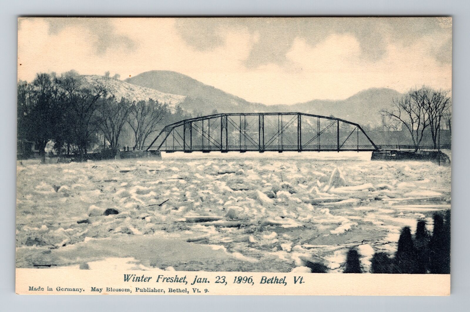 Bethel VT-Vermont, Winter Freshet, Antique, Vintage Souvenir Postcard
