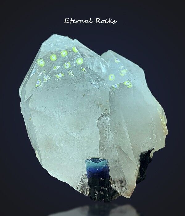 Blue Cap Tourmaline Crystal Inside Quartz, , Terminated Tourmaline Crystal~178 G