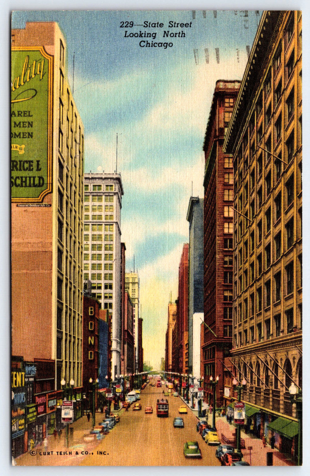 Chicago IL-Illinois, State Street, Buildings Cars Advertising, Vintage Postcard