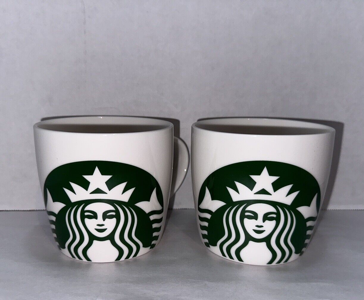 2 PC Starbucks 2016 Classic White Green Logo Coffee Soup Mugs Cups  14 OZ