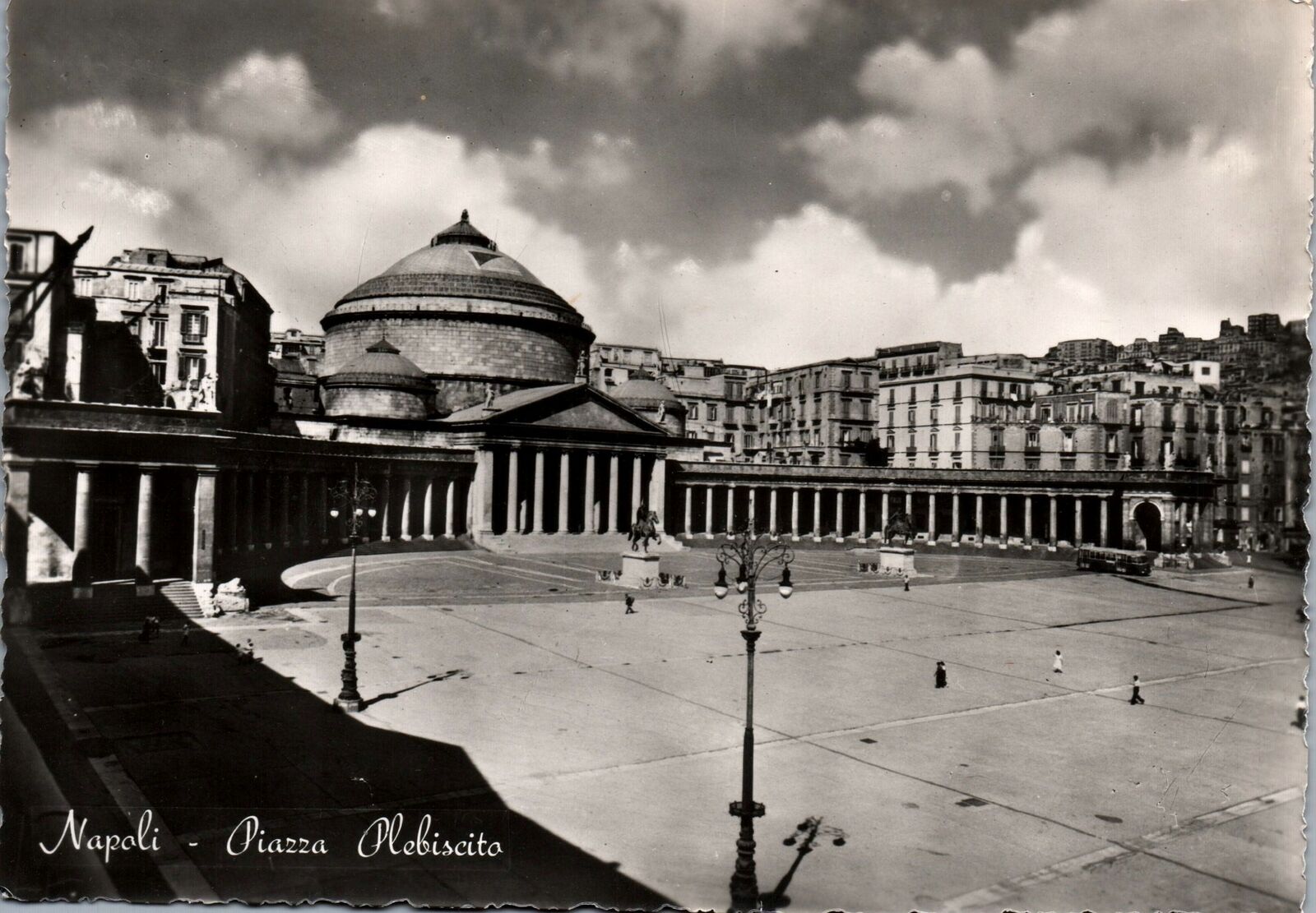 CONTINENTAL SIZE POSTCARD THE PLEBICITE PIAZZA AT NAPLES ITALY REAL PHOTO 1930's