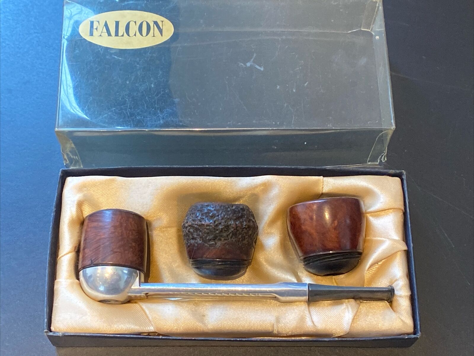 Vintage Falcon Smoking Pipe Set with 3 Bowls Boxed
