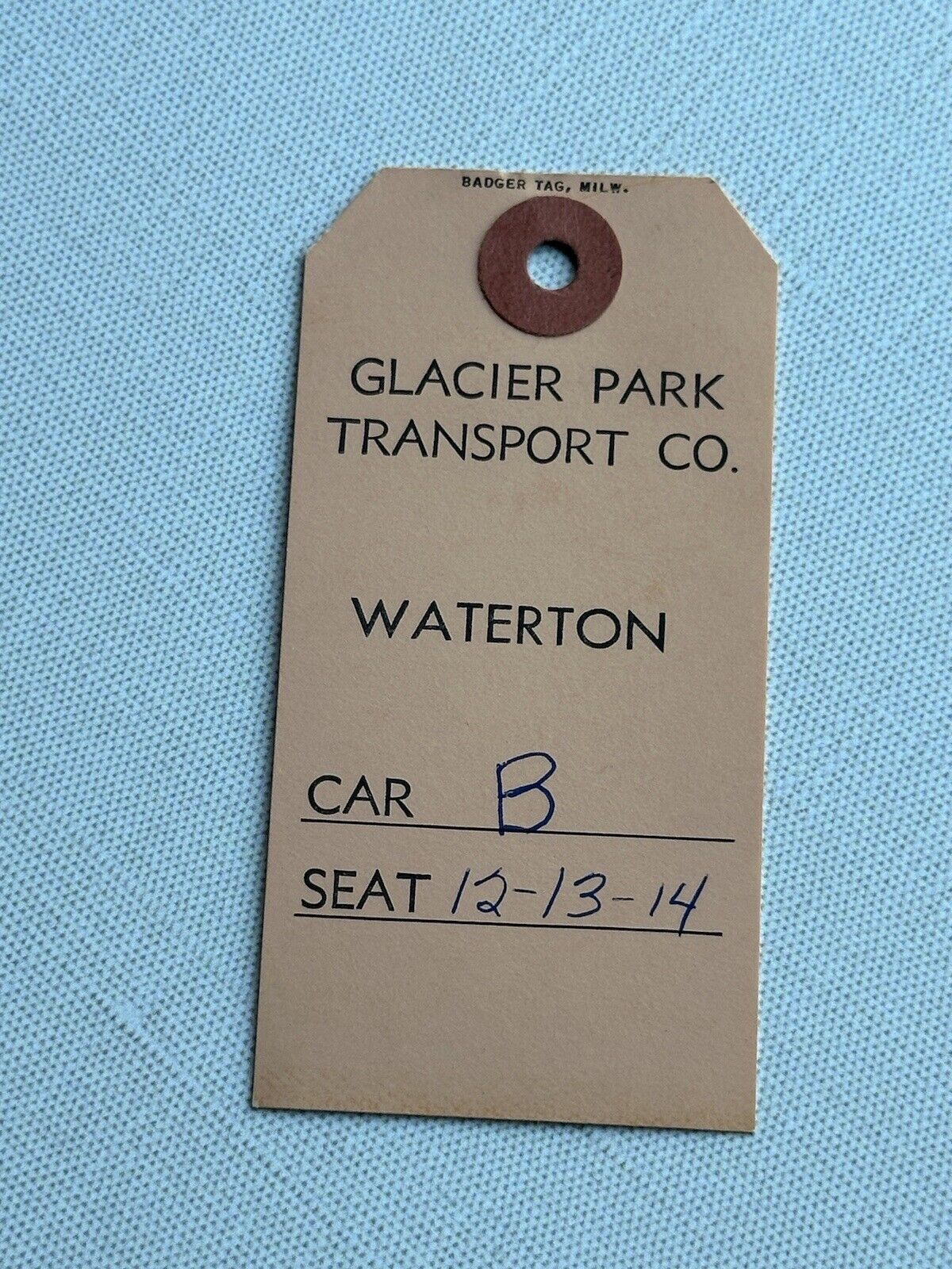 1961 GLACIER  PARK TRANSPORT CO BADGE  WATERTON TICKET VINTAGE