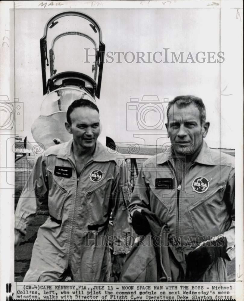 1969 Press Photo Astronaut Michael Collins & Deke Slayton at Cape Kennedy
