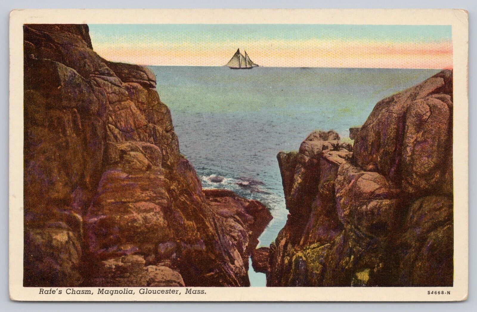 Postcard Rafe\'s Chasm Magnolia Gloucester MA Ship