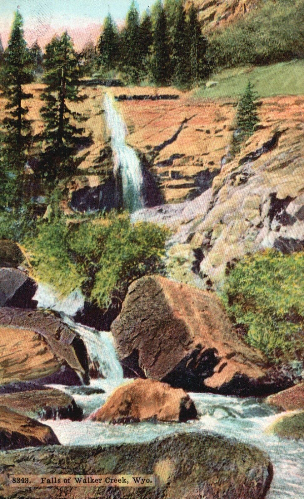 Postcard WY Falls of Walker Creek Wyoming 1909 Antique Vintage PC b6800