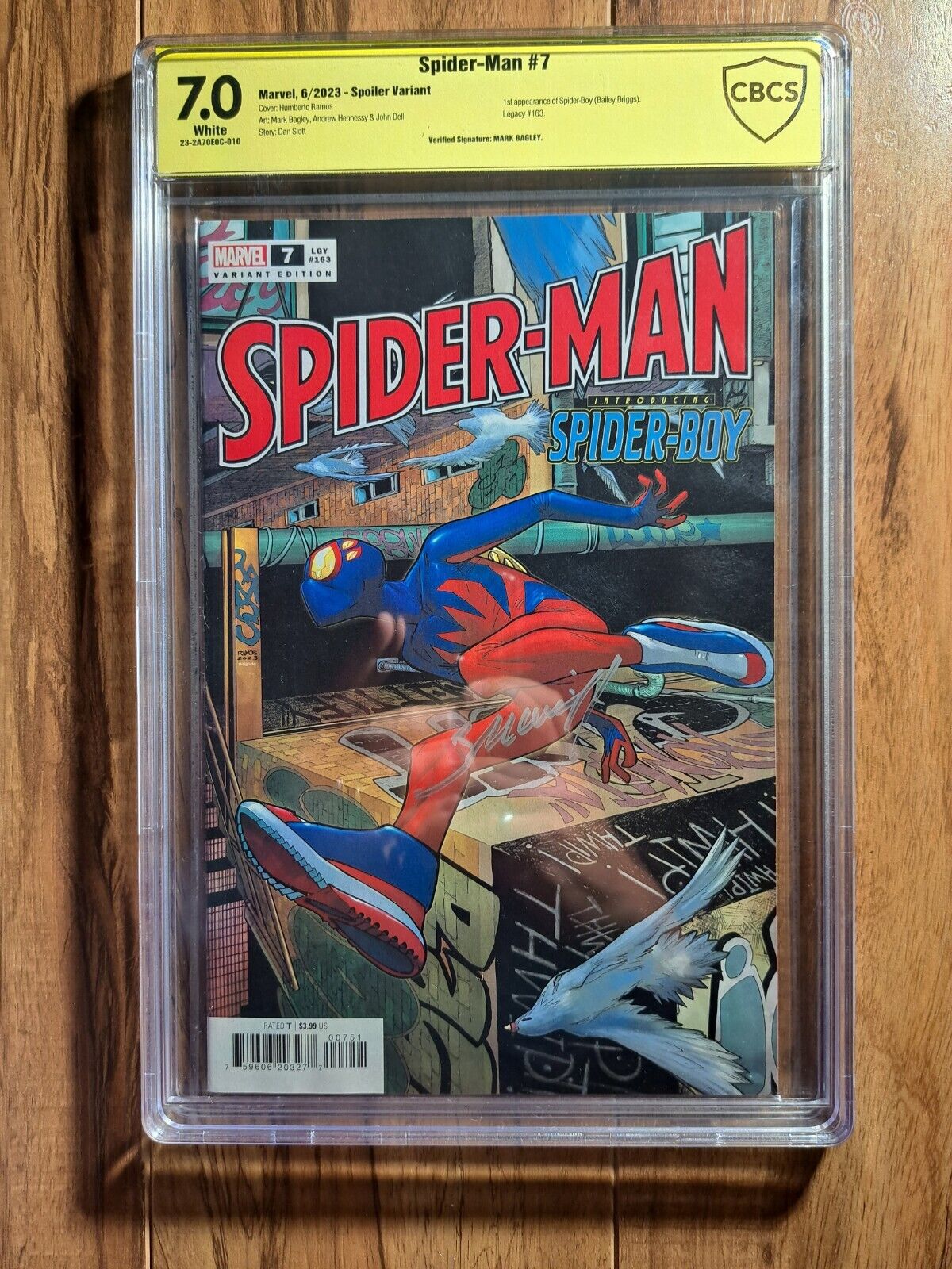 Spiderman #7, First Spider Boy, cgc 7.0, Signed by Mark Bagley