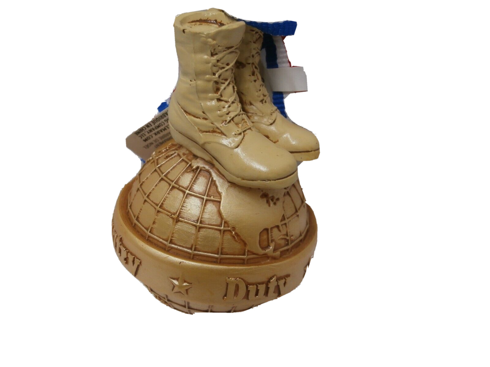 Hallmark Ornament Military Boots on Globe Duty Honor Service Country New - s5a