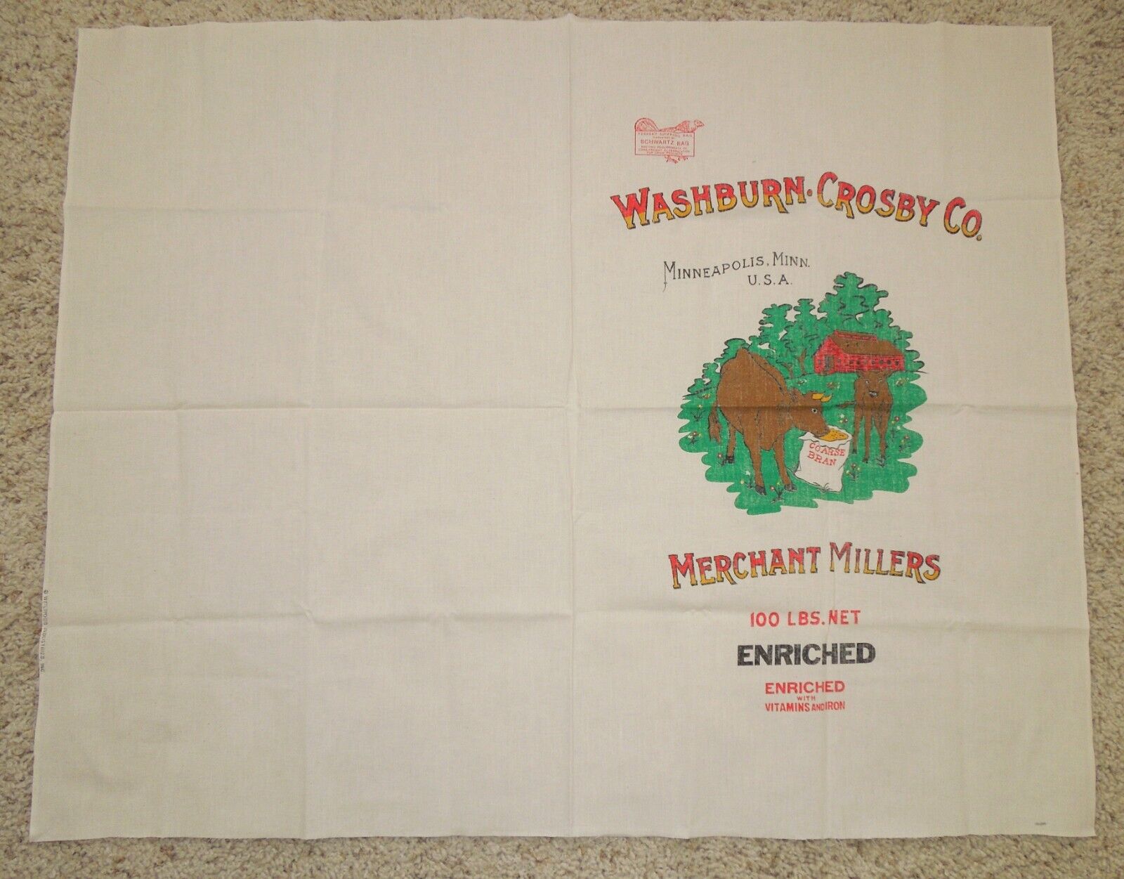 Vintage WASHBURN CROSBY Co Feedsack Bag Cloth ~ 35\