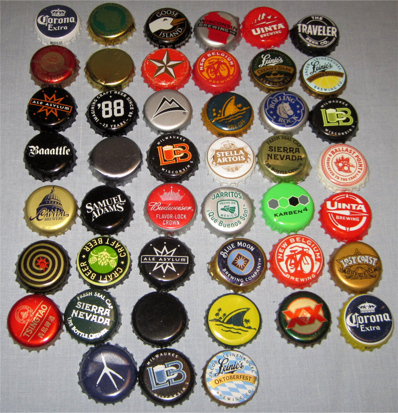 Lot Of 45 Different US & Foreign Beer Bottle Caps Crowns
