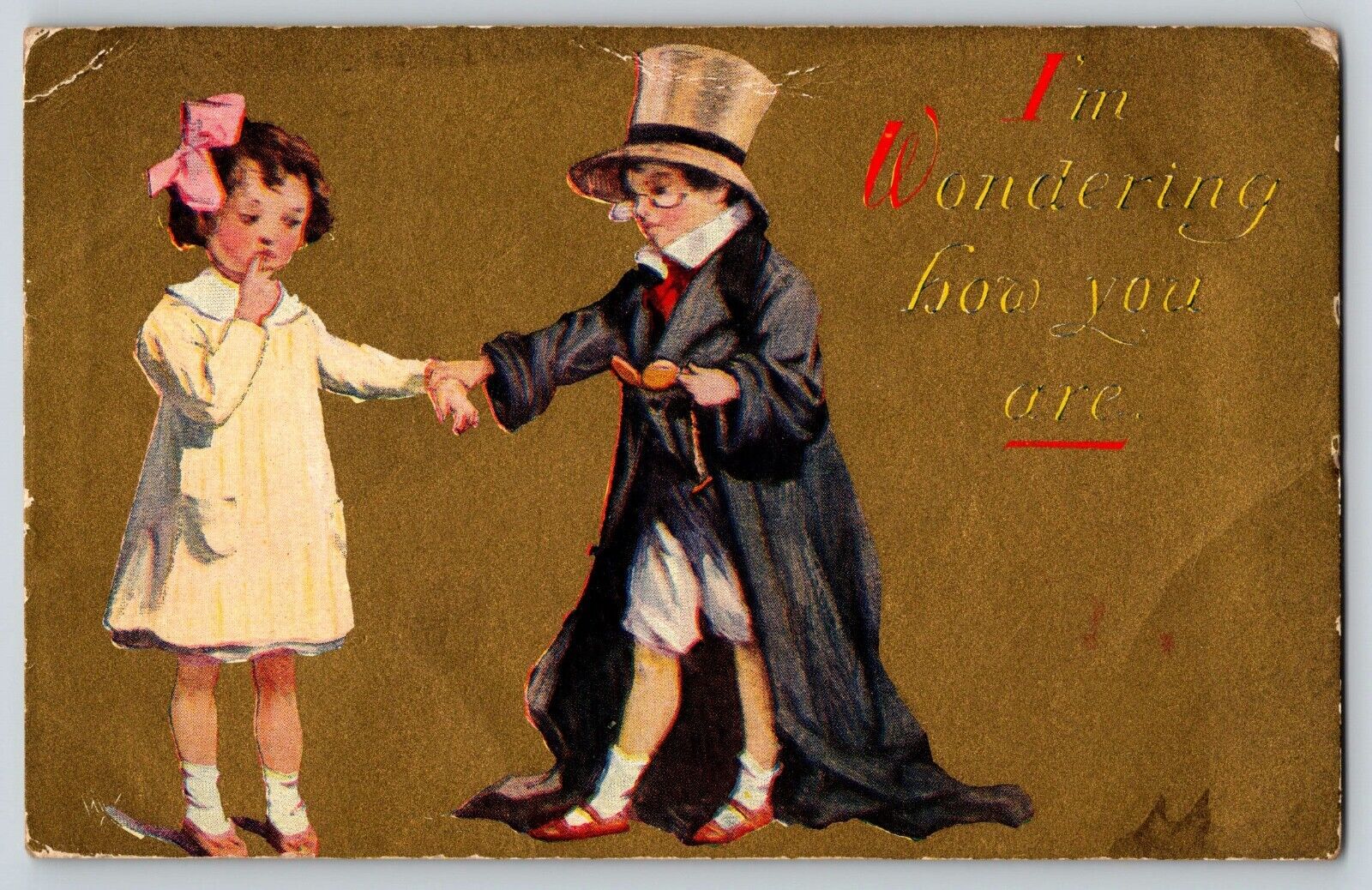 Postcard Tyler Texas 1910 - Couple - Boy in Top Hat