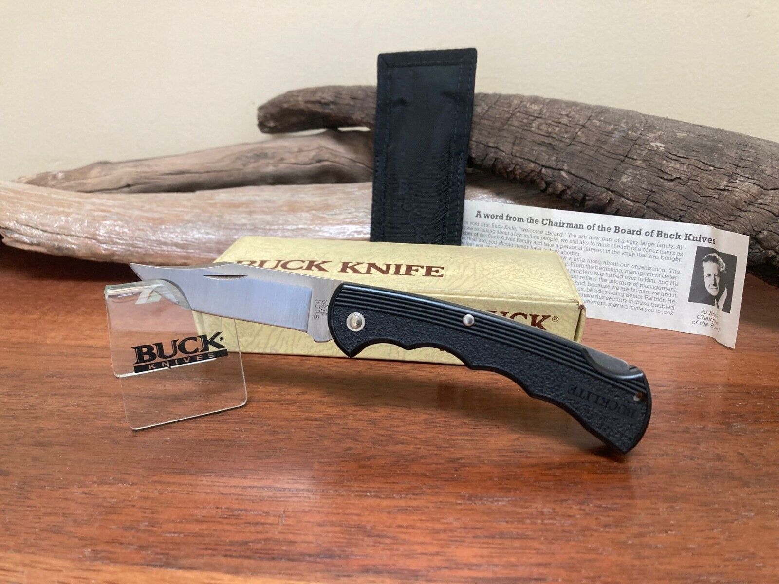 Buck Knife 422 - Vintage (1987) Black Valox Frame Box/Sheath/Papers **NOS**