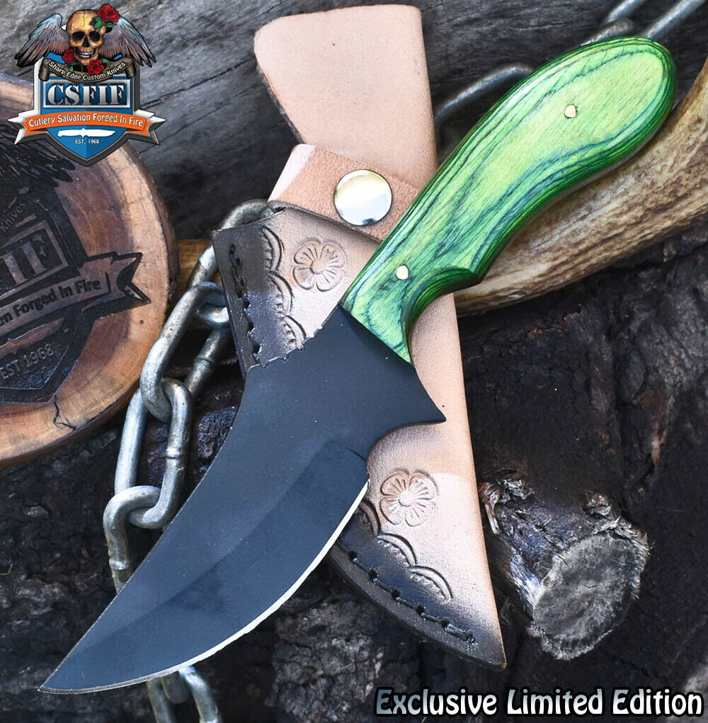 CSFIF Hand Forged Knife USA Skinner Knife AUS-8 Steel Hard Wood Sports Unique