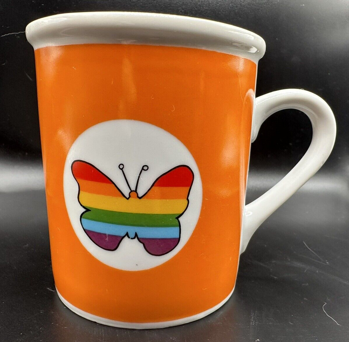 Vintage Sonrise Creation 1982 Rainbow Butterfly Coffee Mug