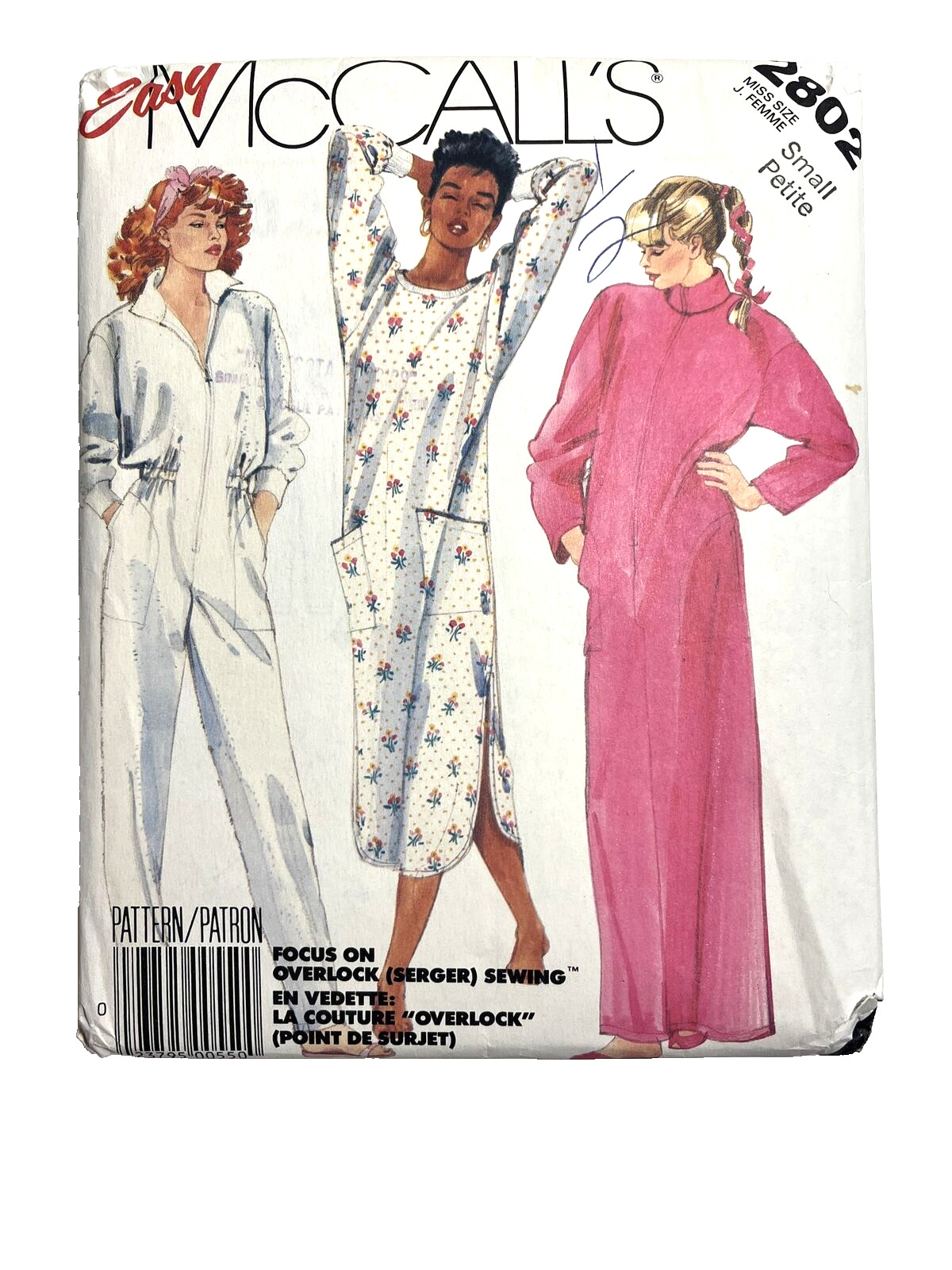 McCalls 2802 Jumpsuit Pullover Robe Nightgown Size Small Bust 32.5 - 34 UNCUT
