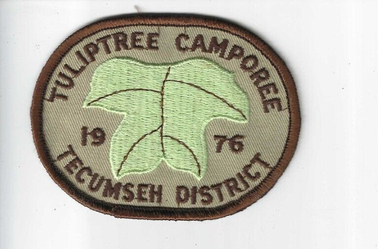 Vintage Boy Scouts Tulip Tree Jamboree 1976 Tecumseh District  Patch FC3-43