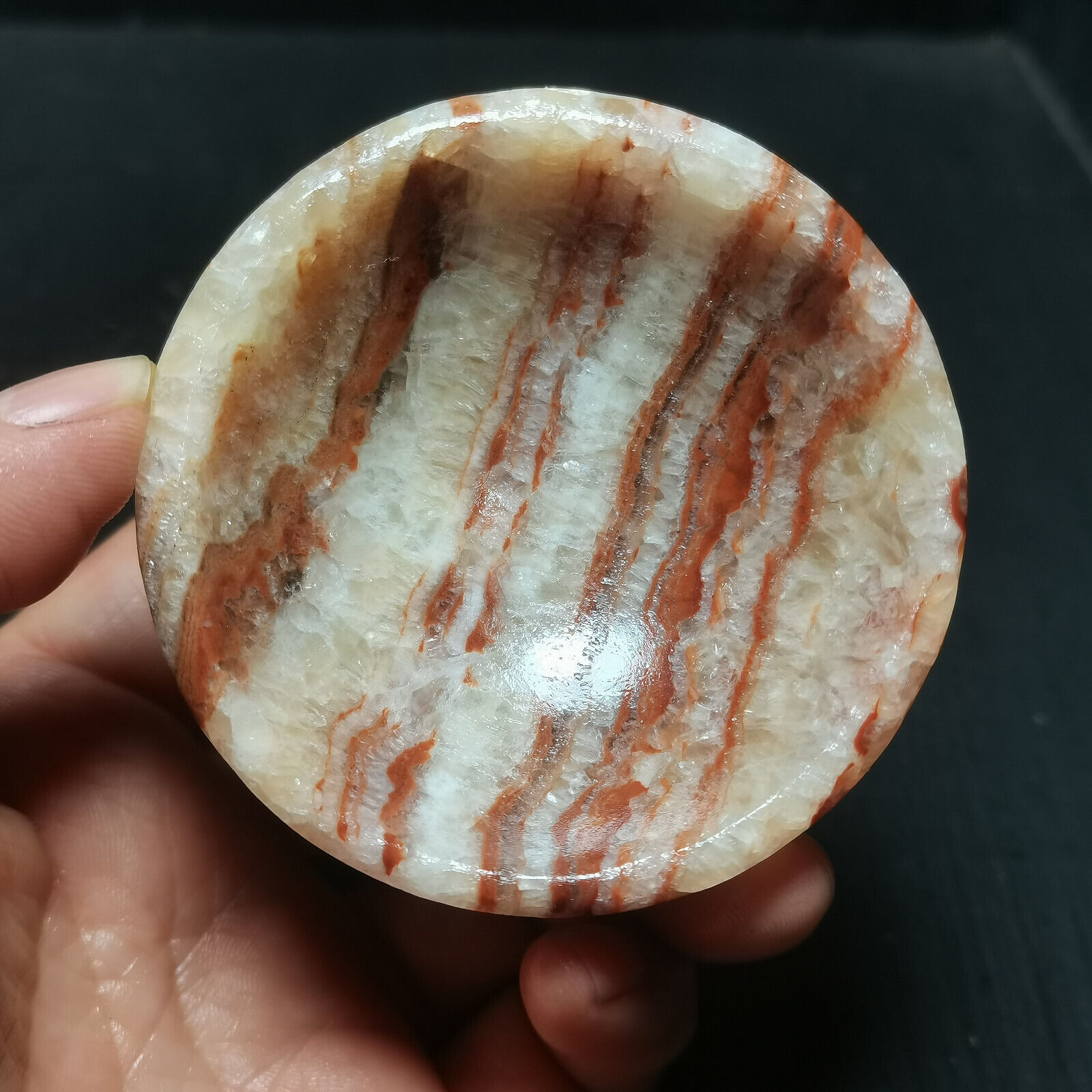 TOP 187G Natural Polished Silk Banded Lace Agate Crystal Bowl Madagascar  R773
