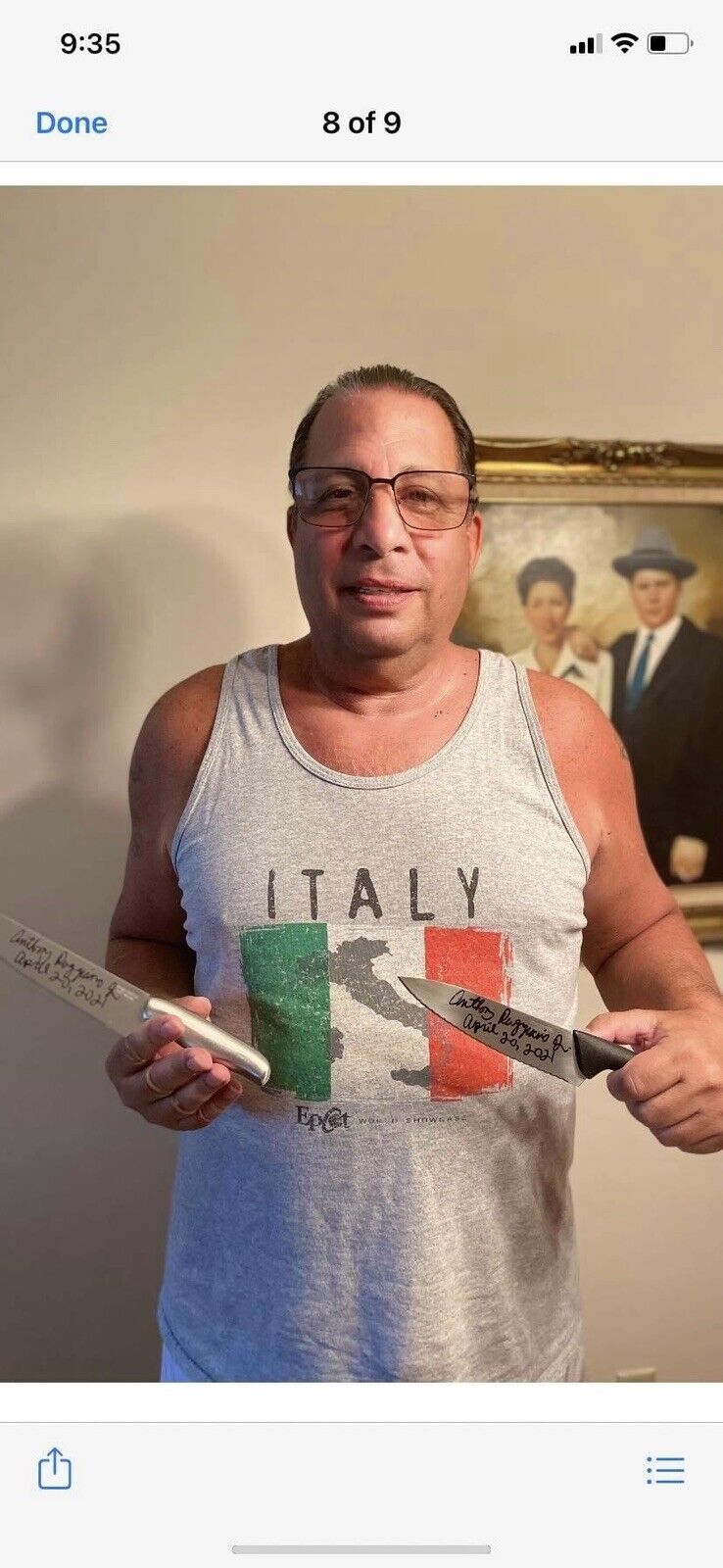 LARRY Mazza Ruggiano  Spado Luisi Mafia Signed KNIFE Crime Hitman Mob ONE KNIFE