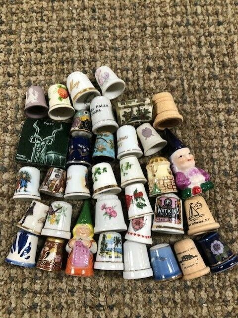 VINTAGE THIMBLES LOT OF 34- ASST. CERAMIC NICE SELCETION TAKE A LOOK  - LOT 2-A