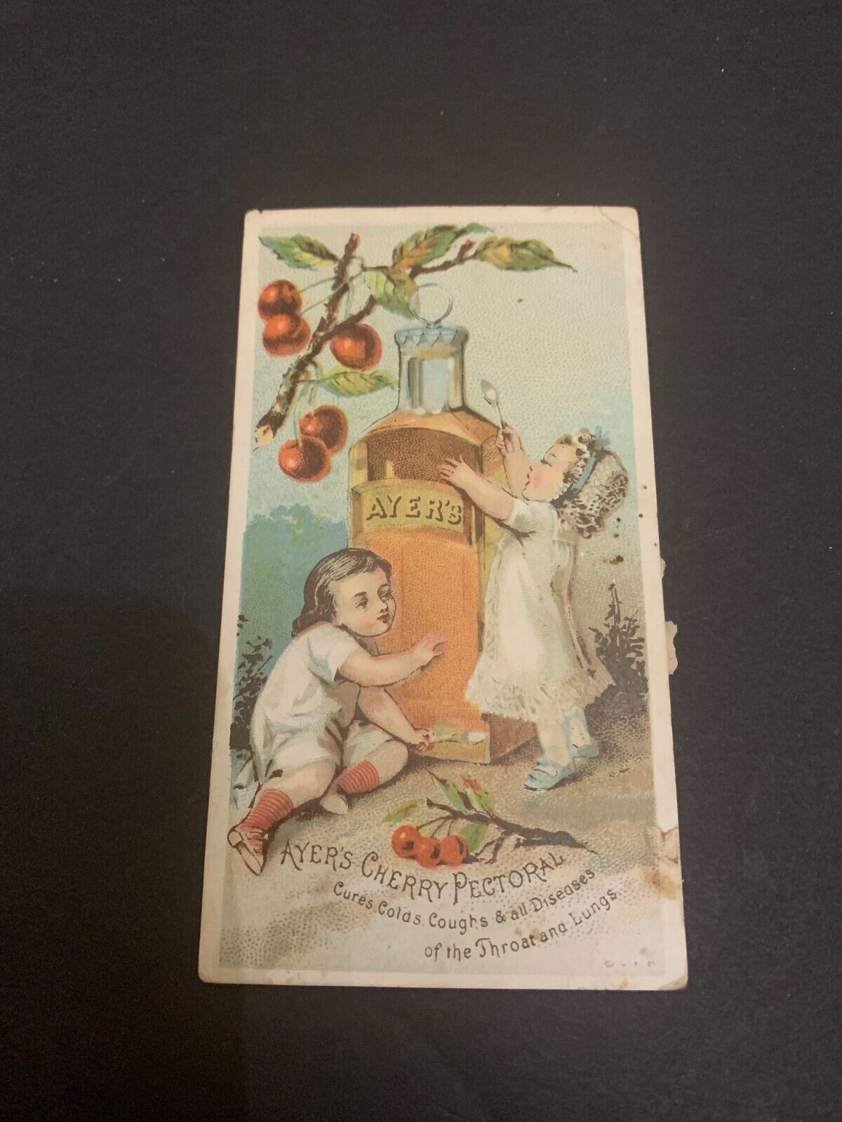 c.1890 Ayers Cherry Pectoral Victorian Trading Card Babies by Bottle