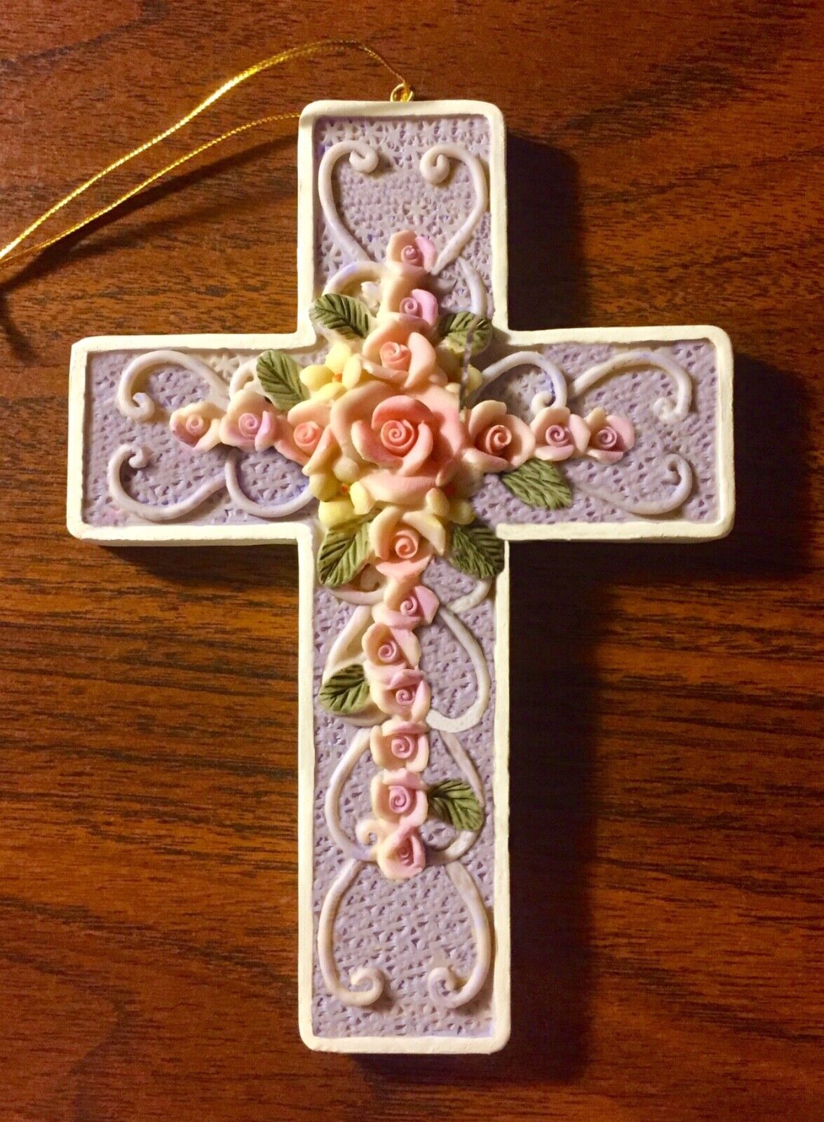 Wall Cross Crucifix 3D Pastel Flowers Religion Christian 5.5\