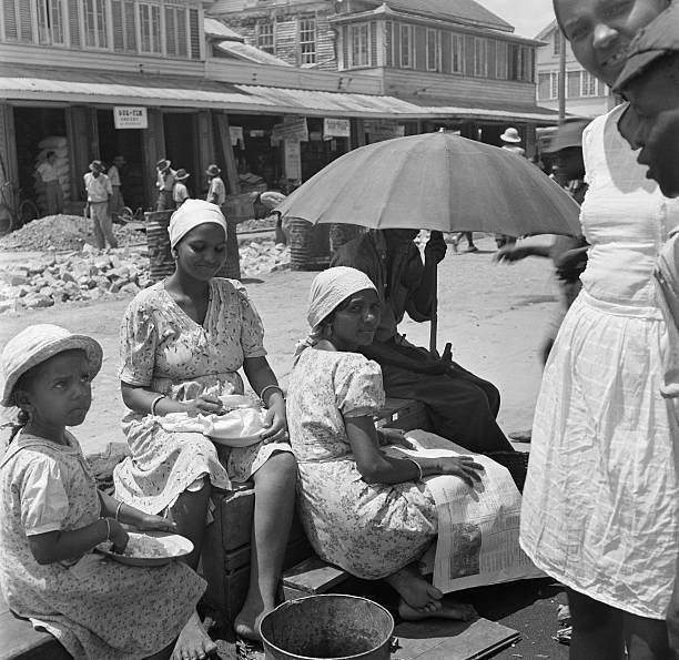 Local Women Gather By The Market In Georgetown 1946 British Guyana OLD PHOTO