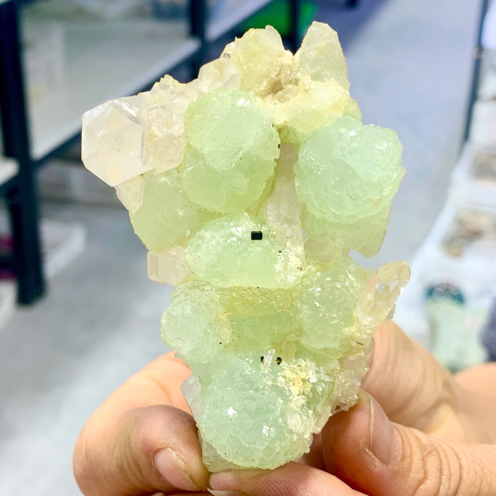 95G Rare transparent green cubic fluorite mineral crystal sample
