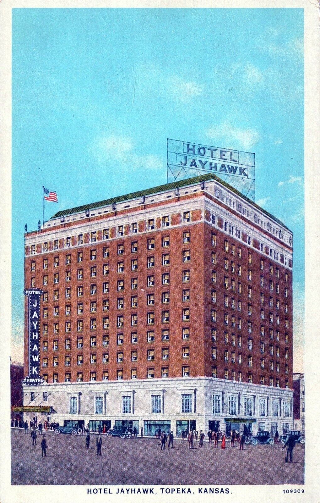 Hotel Jayhawk Topeka Kansas Vintage White Border Post Card