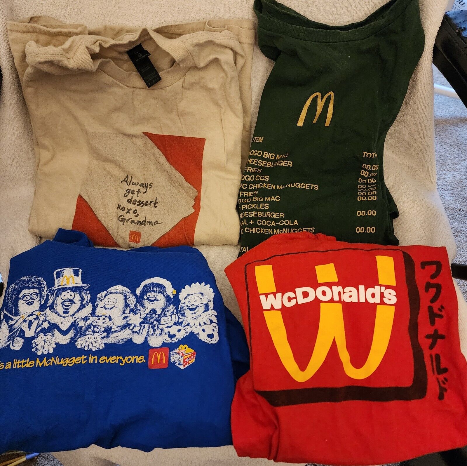 LOT OF 4 MCDONALD\'S EMPLOYEE PROMOTIONAL COLLECTIBLE T-SHIRTS - SIZE MEDIUM 