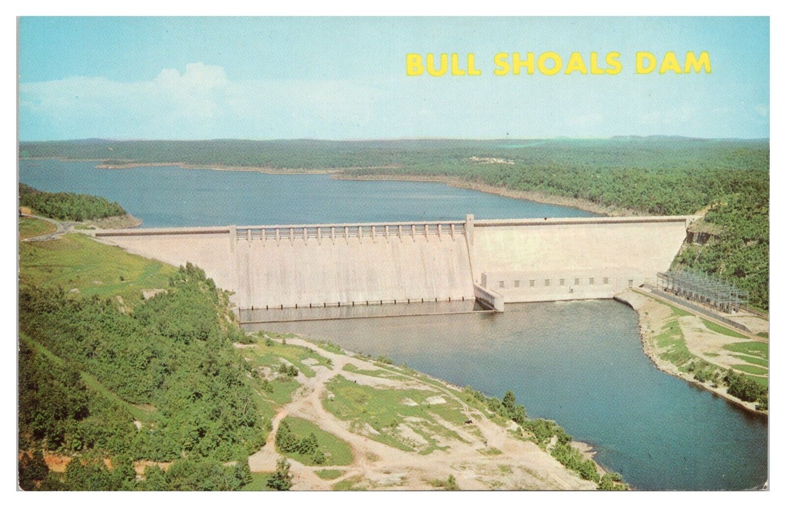Bull Shoals Dam Harrison Arkansas Postcard Bird\'s Eye View Unposted