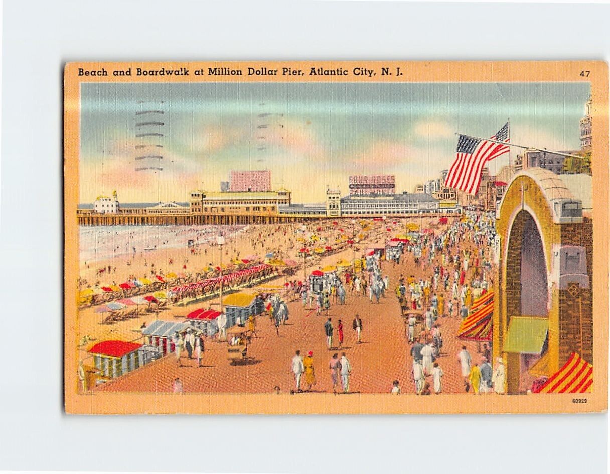 Postcard Beach and Boardwalk at Million Dollar Pier Atlantic City New Jersey USA