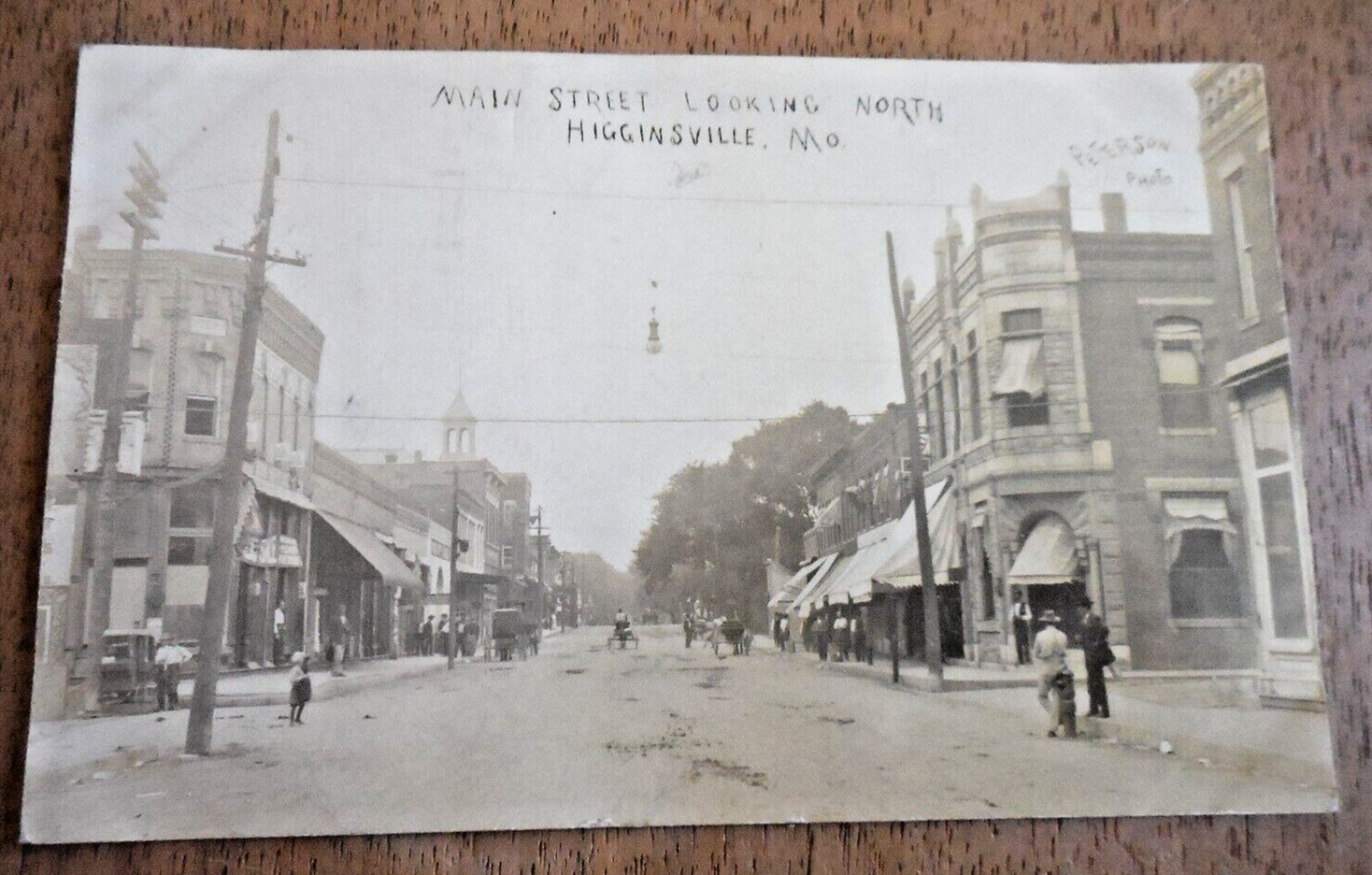 Higginsville Missouri Main Street Peterson Real Photo Postcard RPPC 1910