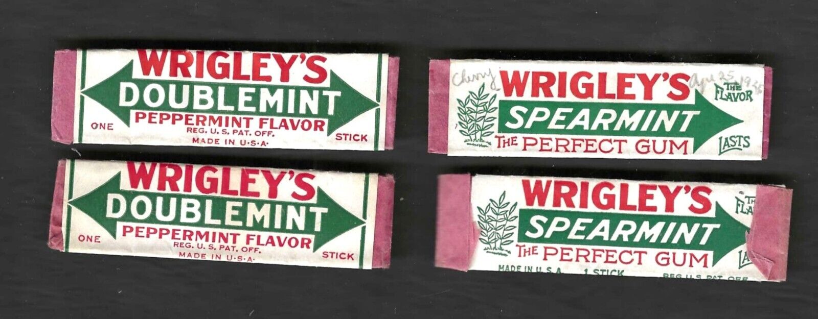 (4) Wrigley\'s Doublemint Peppermint Gum Wrappers ** (2) 1925 ** & ** (2) 1926