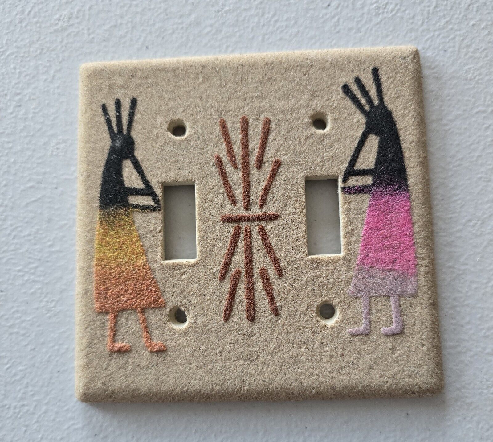 Southwest Sand Art Kokopelli Toggle Light Switch Plate Cover Flute Player Double