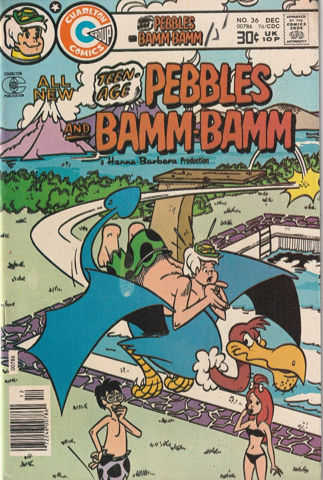 PEBBLES AND BAMM-BAMM #36  THE FLINTSTONES  HANNA-BARBERA  CHARLTON  1976 NICE
