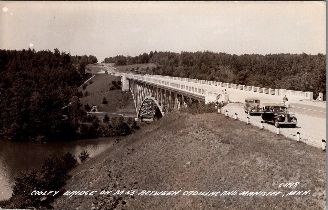 Cooley Bridge Between CADILLAC & MANISTEE, Michigan Real Photo Postcard