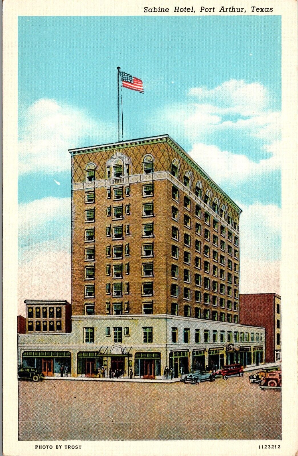 Vtg Port Arthur Texas TX Sabine Hotel 1930s Linen View Postcard