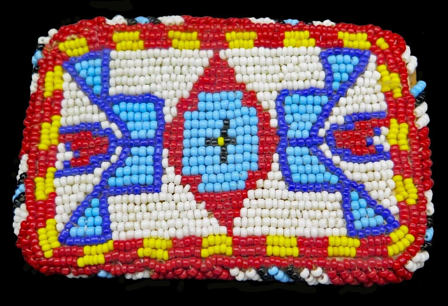 Tribal Southwest Beads Beaded Leather Handmade Vintage Belt Buckle