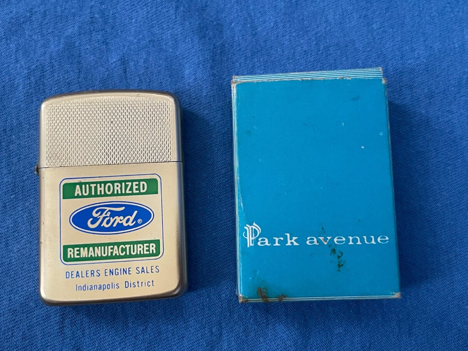 Vintage FORD ENGINES Remanufacturer Park Avenue Windproof Lighter w/Original Box