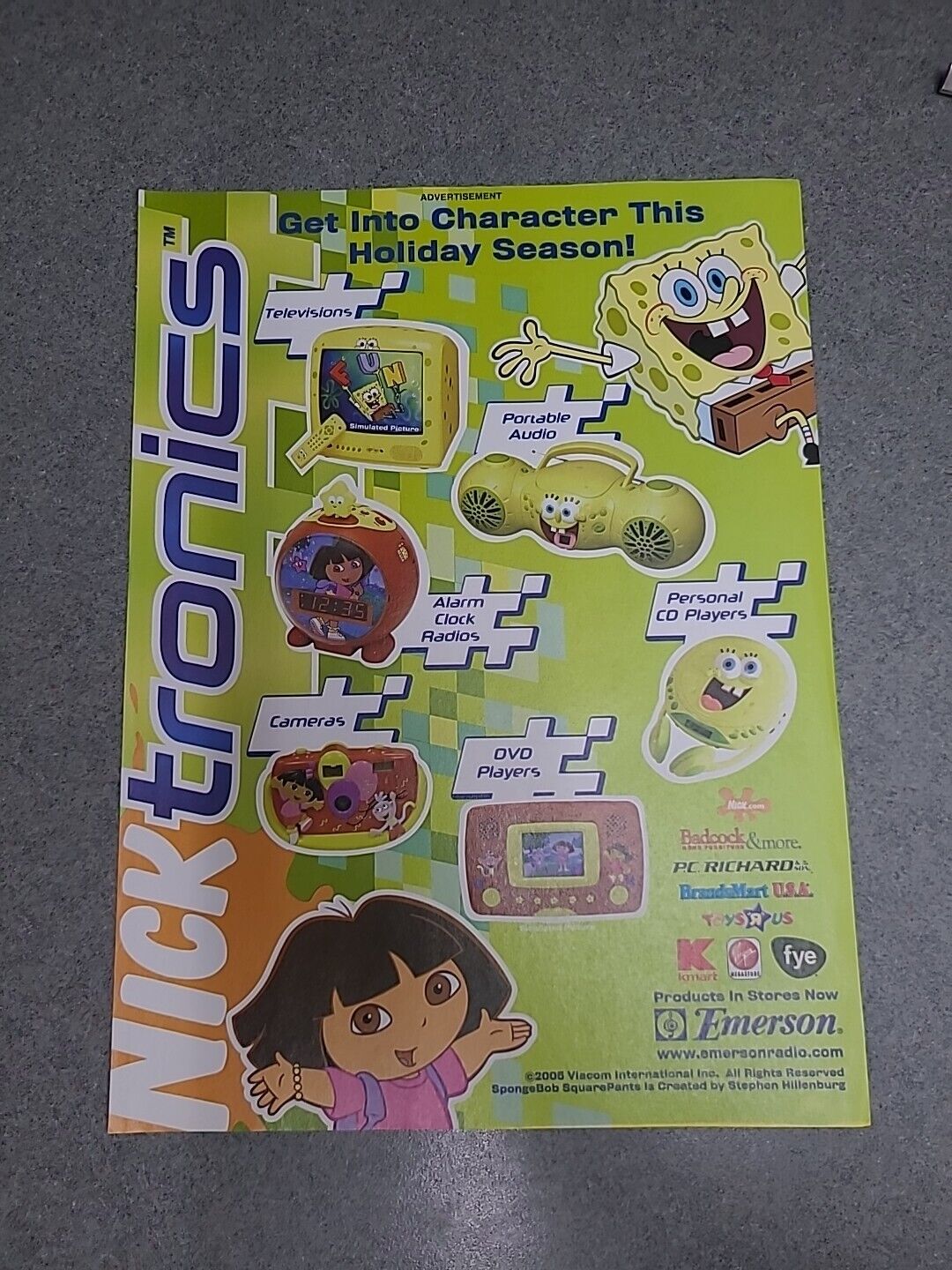 Spongebob Squarepants Dora The Explorer Electronics Print Ad 2005 8x11 Wall Art 