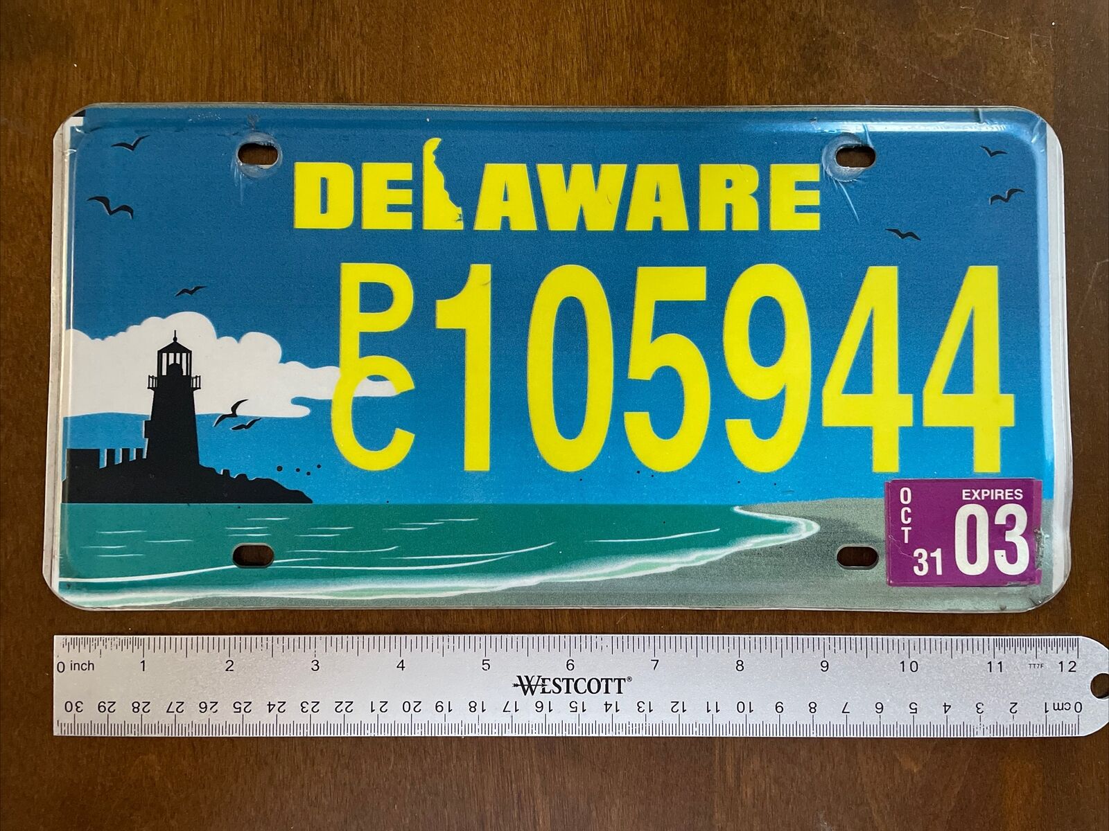 Rare 2003 Delaware License Plate Tag PC 105944 Lighthouse Beach Scene