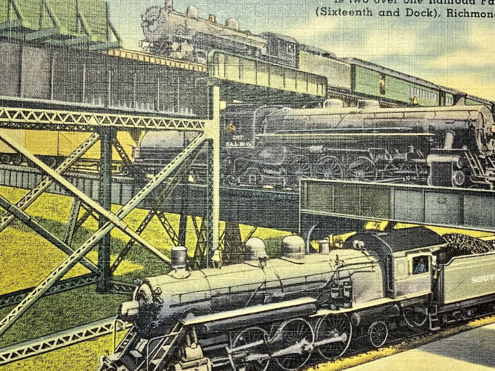 Richmond VA Virginia Is Two Over One Railroad Fare? Sixteenth And Dock Postcard