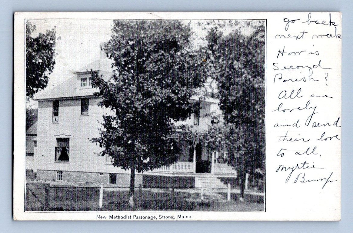 1909. NEW METHODIST PARSONAGE. STRONG, MAINE. POSTCARD DM7