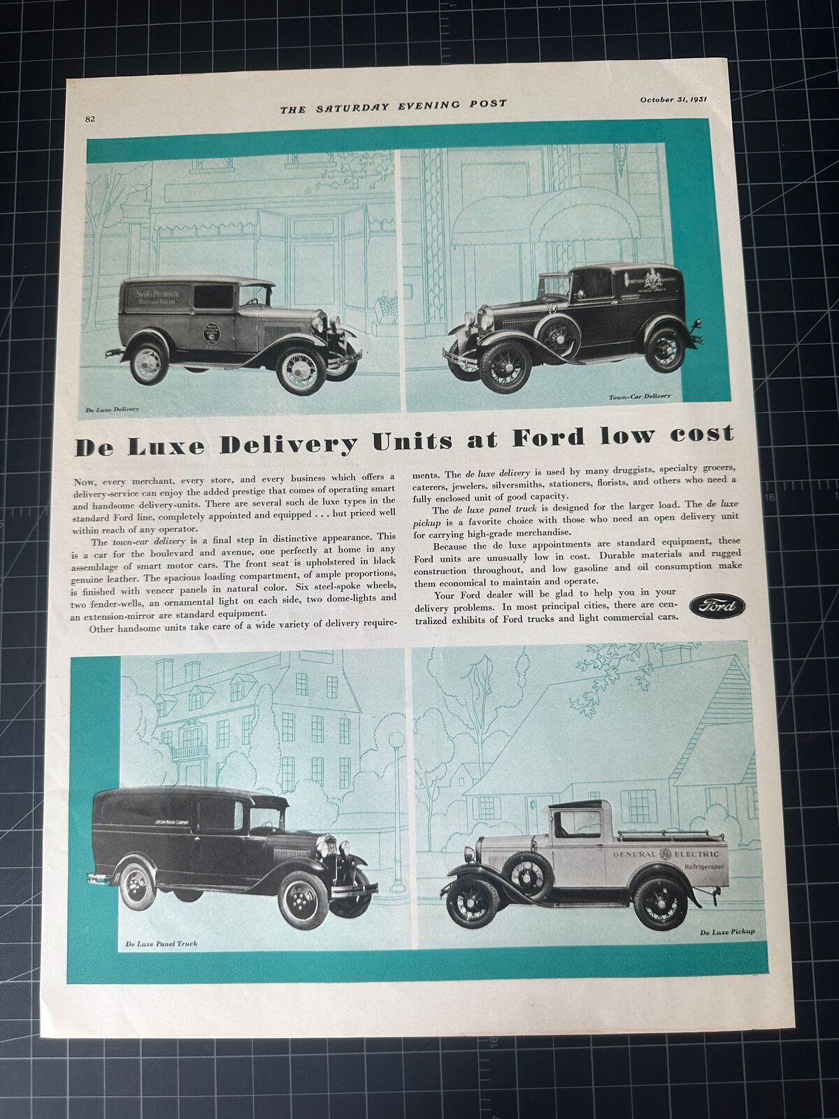 Vintage 1931 Ford DeLuxe Trucks Print Ad
