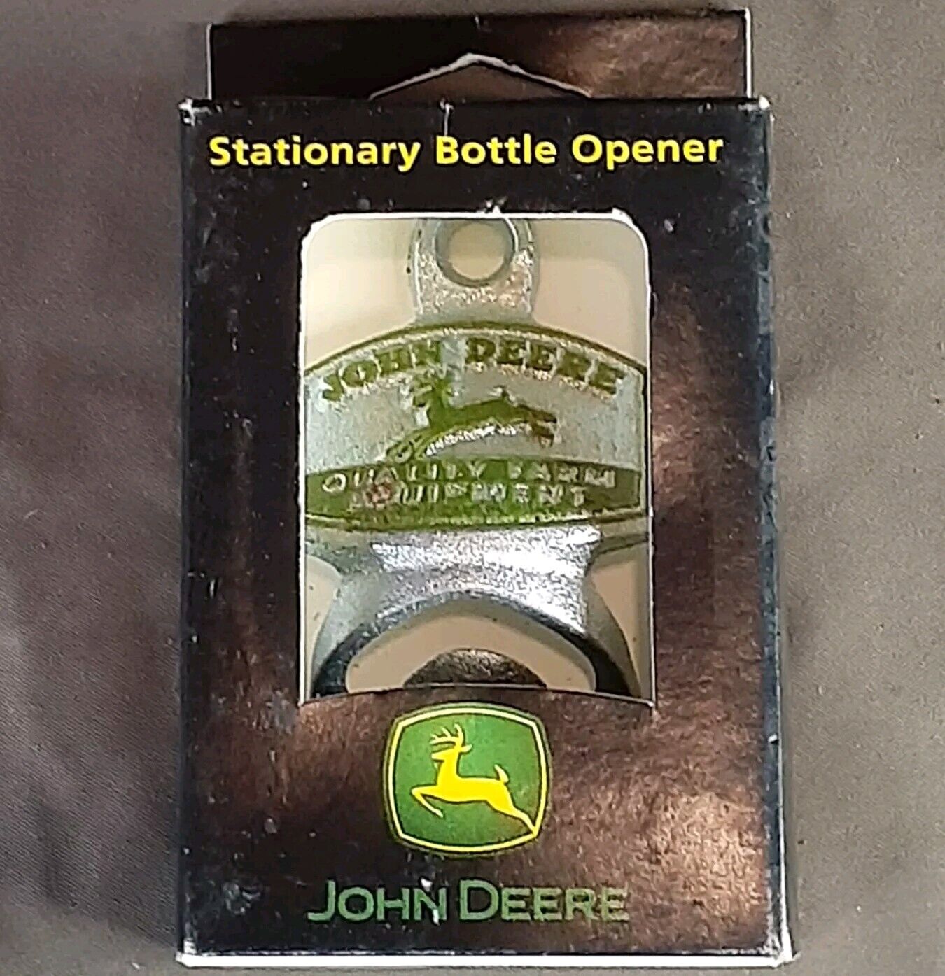 John Deere Tractor Stationary Bottle Opener Cast Iron Some Rust See Description
